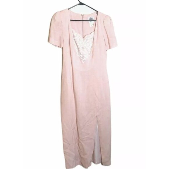 Lang Originals 10 Sheath Dress Queen Anne Beaded Embroidered Womens - Picture 1 of 9